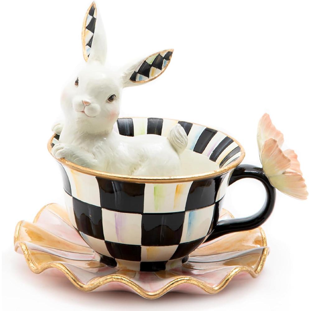 image:imageMACKENZIECHILDS Teacup Bunny Cute Bunny Cup Figurine Decorative Easter Rabbit Figurine