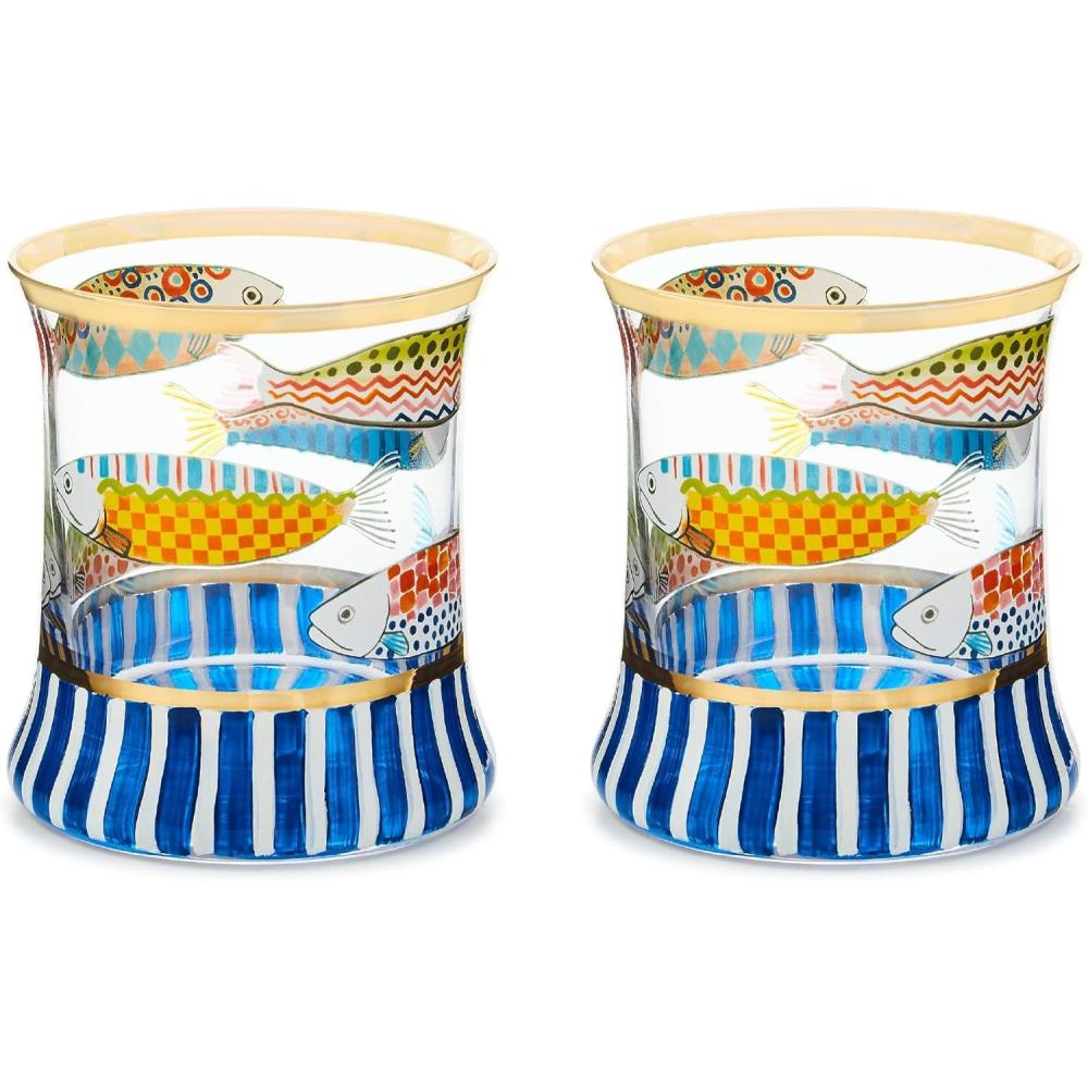 image:imageMACKENZIECHILDS Violet Check Tumbler Glass Set of 2Go Fish
