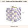 MACKENZIE-CHILDS Boutique Tissue-Box Cover, Square Tissue Holder for Home Decor, Purple-and-White Violet Check(Violet Check)