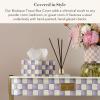 MACKENZIE-CHILDS Boutique Tissue-Box Cover, Square Tissue Holder for Home Decor, Purple-and-White Violet Check(Violet Check)