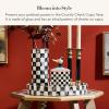 MACKENZIE-CHILDS Capiz Vase, Unique Flower-Vase Decor, Small, Purple-and-White Violet Check(Courtly Check)