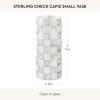 MACKENZIE-CHILDS Capiz Vase, Unique Flower-Vase Decor, Small, Purple-and-White Violet Check(Sterling Check)