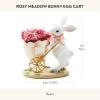 MACKENZIE-CHILDS Egg Cart Figurine, Spring Decor, Rosy Meadow Bunny