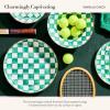 MACKENZIE-CHILDS Enamel Abundant Bowl, Decorative or Serving Bowl, 13-Cup Capacity, Purple-and-White Violet Check(Emerald Check)