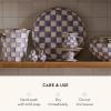MACKENZIE-CHILDS Enamel Abundant Bowl, Decorative or Serving Bowl, 13-Cup Capacity, Purple-and-White Violet Check(Violet Check)