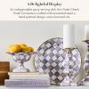 MACKENZIE-CHILDS Enamel Compote, Pedestal Serving Dish or Decorative Bowl, Small, Purple-and-White Violet Check(Violet Check)