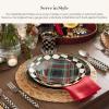 MACKENZIE-CHILDS Enamel Salad and Dessert Plate, Small Plate for a Dessert or Appetizer Dish, 8 Inches, Purple-and-White Violet Check(Black Tartan)