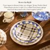 MACKENZIE-CHILDS Enamel Salad and Dessert Plate, Small Plate for a Dessert or Appetizer Dish, 8 Inches, Purple-and-White Violet Check(Tartan Mocha)