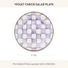 MACKENZIE-CHILDS Enamel Salad and Dessert Plate, Small Plate for a Dessert or Appetizer Dish, 8 Inches, Purple-and-White Violet Check(Violet Check)