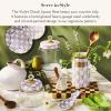 MACKENZIE-CHILDS Enamel Spoon Rest, Kitchen Utensil Rest and Spoon Holder, Kitchen Decor, Purple-and-White Violet Check(Violet Check)