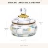 MACKENZIE-CHILDS Enamel Squashed Pot, Enamelware Storage Canister with Lid, 20 Ounces, Purple-and-White Violet Check(Sterling Check)