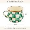 MACKENZIE-CHILDS Enamel Teacup, Unique Coffee and Tea Mug, Enamel Cup for Hot Tea, Purple-and-White Violet Check(Emerald Check)