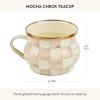 MACKENZIE-CHILDS Enamel Teacup, Unique Coffee and Tea Mug, Enamel Cup for Hot Tea, Purple-and-White Violet Check(Mocha Check)