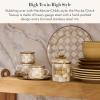 MACKENZIE-CHILDS Enamel Teacup, Unique Coffee and Tea Mug, Enamel Cup for Hot Tea, Purple-and-White Violet Check(Mocha Check)