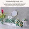 MACKENZIE-CHILDS Enamel Toilet-Tissue Storage, Decorative Toilet-Paper-Holder Stand for Bathroom, Purple-and-White Violet Check(Emerald Check)