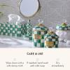 MACKENZIE-CHILDS Enamel Toilet-Tissue Storage, Decorative Toilet-Paper-Holder Stand for Bathroom, Purple-and-White Violet Check(Emerald Check)