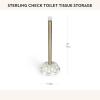 MACKENZIE-CHILDS Enamel Toilet-Tissue Storage, Decorative Toilet-Paper-Holder Stand for Bathroom, Purple-and-White Violet Check(Sterling Check)