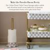 MACKENZIE-CHILDS Enamel Toilet-Tissue Storage, Decorative Toilet-Paper-Holder Stand for Bathroom, Purple-and-White Violet Check(Violet Check)