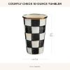 MACKENZIE-CHILDS Enamel Tumbler, Open Tumbler Cup, Cute Enamel Cup, 10 Ounces, Purple-and-White Violet Check(Courtly Check)