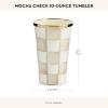 MACKENZIE-CHILDS Enamel Tumbler, Open Tumbler Cup, Cute Enamel Cup, 10 Ounces, Purple-and-White Violet Check(Mocha Check)