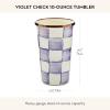 MACKENZIE-CHILDS Enamel Tumbler, Open Tumbler Cup, Cute Enamel Cup, 10 Ounces, Purple-and-White Violet Check(Violet Check)