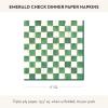 MACKENZIE-CHILDS Pack of 20 Dinner Paper Napkins, Decorative Napkins for Parties, Purple-and-White Violet Check(Emerald Check)