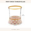 MACKENZIE-CHILDS Violet Check Tumbler Glass, Set of 2(Rosy Check)