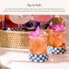 MACKENZIE-CHILDS Violet Check Tumbler Glass, Set of 2(Royal Check)