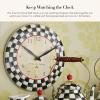 MACKENZIE-CHILDS Wall Clock, Decorative Clock for Kitchen and Living Room, Purple-and-White Violet Check(Courtly Check)