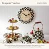 MACKENZIE-CHILDS Wall Clock, Decorative Clock for Kitchen and Living Room, Purple-and-White Violet Check(Courtly Check)