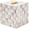 MACKENZIE-CHILDS Boutique Square Capiz Tissue-Box Cover, Decorative Tissue Holder, Purple-and-White Violet Check(Violet Check)