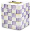 MACKENZIE-CHILDS Boutique Tissue-Box Cover, Square Tissue Holder for Home Decor, Purple-and-White Violet Check(Violet Check)
