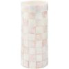 MACKENZIE-CHILDS Capiz Vase, Unique Flower-Vase Decor, Small, Purple-and-White Violet Check(Rosy Check)