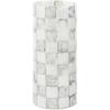 MACKENZIE-CHILDS Capiz Vase, Unique Flower-Vase Decor, Small, Purple-and-White Violet Check(Sterling Check)