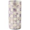 MACKENZIE-CHILDS Capiz Vase, Unique Flower-Vase Decor, Small, Purple-and-White Violet Check(Violet Check)