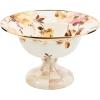 MACKENZIE-CHILDS Enamel Compote, Pedestal Serving Dish or Decorative Bowl, Small, Purple-and-White Violet Check(White Wild Rose)