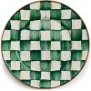 MACKENZIE-CHILDS Enamel Salad and Dessert Plate, Small Plate for a Dessert or Appetizer Dish, 8 Inches, Purple-and-White Violet Check(Emerald Check)