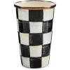 MACKENZIE-CHILDS Enamel Tumbler, Open Tumbler Cup, Cute Enamel Cup, 10 Ounces, Purple-and-White Violet Check(Courtly Check)