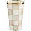 MACKENZIE-CHILDS Enamel Tumbler, Open Tumbler Cup, Cute Enamel Cup, 10 Ounces, Purple-and-White Violet Check(Mocha Check)