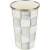 MACKENZIE-CHILDS Enamel Tumbler, Open Tumbler Cup, Cute Enamel Cup, 10 Ounces, Purple-and-White Violet Check(Sterling Check)