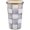 MACKENZIE-CHILDS Enamel Tumbler, Open Tumbler Cup, Cute Enamel Cup, 10 Ounces, Purple-and-White Violet Check(Violet Check)