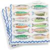 MACKENZIE-CHILDS Pack of 20 Dinner Paper Napkins, Decorative Napkins for Parties, Purple-and-White Violet Check(Go Fish)