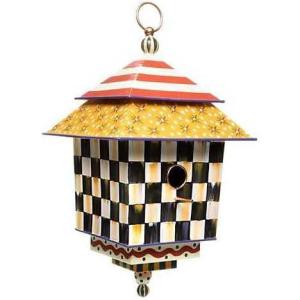 MACKENZIE-CHILDS Birdhouse, Decorative Metal Birdhouse for Outdoors, Check It Out