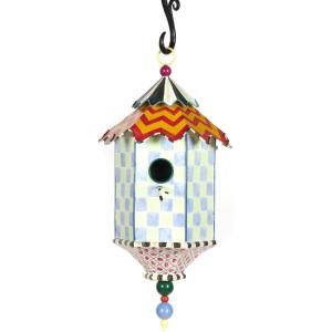 MACKENZIE-CHILDS Birdhouse, Decorative Metal Birdhouse for Outdoors, Flyer’s Folly