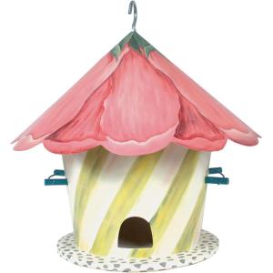 MACKENZIE-CHILDS Birdhouse, Decorative Metal Birdhouse for Outdoors, Hollyhock