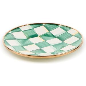 MACKENZIE-CHILDS Enamel Saucer, Small Coffee and Teacup Saucer, Purple-and White Violet Check(Emerald Check)