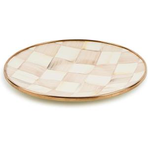 MACKENZIE-CHILDS Enamel Saucer, Small Coffee and Teacup Saucer, Purple-and White Violet Check(Mocha Check)