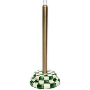 MACKENZIE-CHILDS Enamel Toilet-Tissue Storage, Decorative Toilet-Paper-Holder Stand for Bathroom, Purple-and-White Violet Check(Emerald Check)
