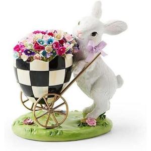 MACKENZIE-CHILDS Frolic Spring Bunny Egg Cart Figurine