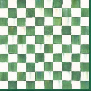 MACKENZIE-CHILDS Pack of 20 Dinner Paper Napkins, Decorative Napkins for Parties, Purple-and-White Violet Check(Emerald Check)
